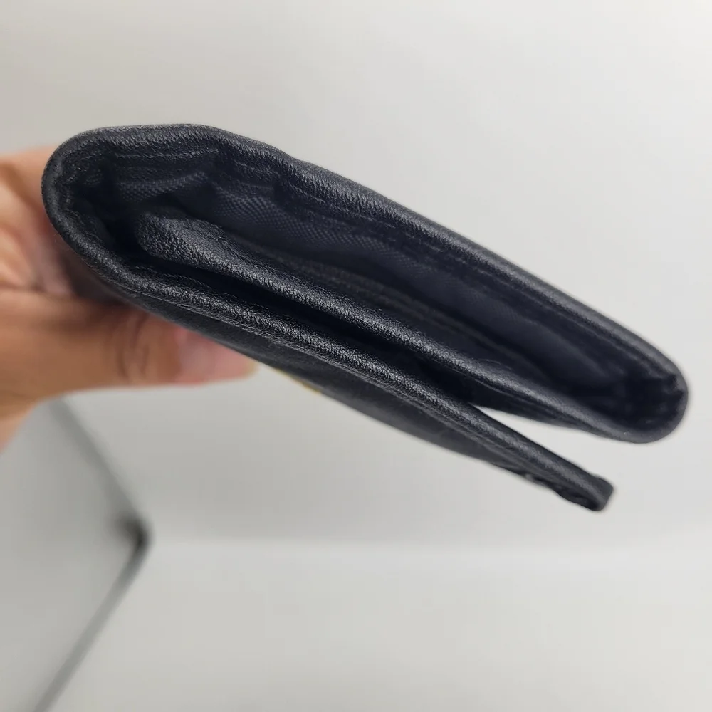 Vintage Rare Las Vegas Black Wallet Faux Leather Zip Compartments Credit Cards - Picture 11 of 13